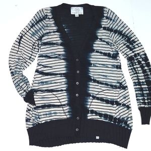 Sloane Rouge oversized striped tie-dyed long cardigan, size M